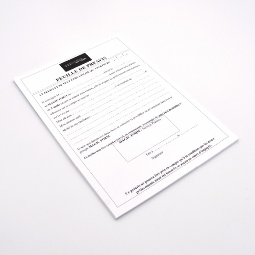Bloc feuille de préavis